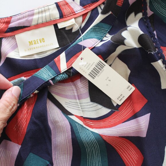 Anthropologie x Meave Cheyenne Peplum Birds Print Blouse - Size Small NEW NWT - Picture 4 of 5